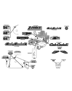 Label Map Diagram and Parts List for Z-FORCE44 17AE3AGF-17AE3AGF010 Cub Cadet Lawn Tractor